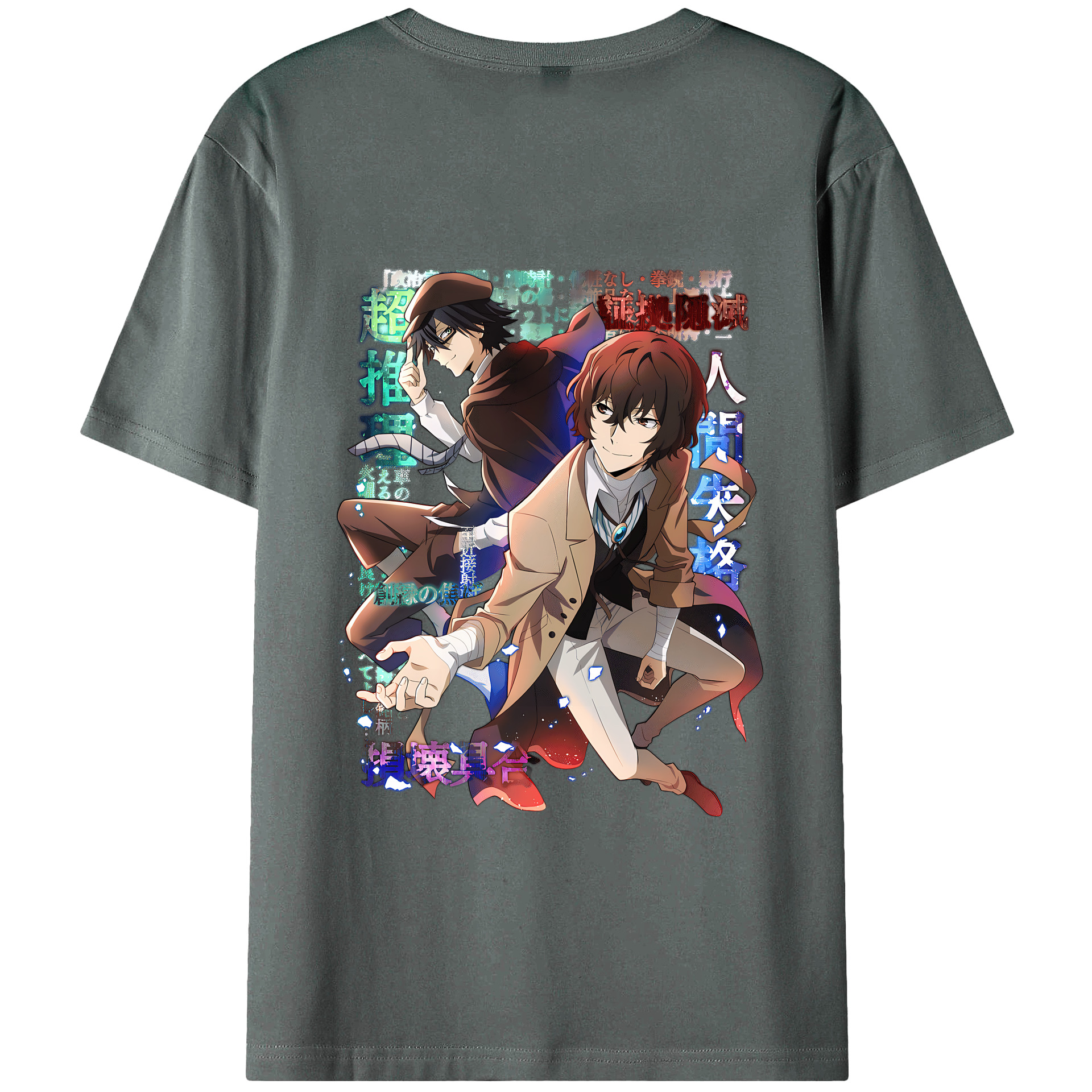 （画像用） 文豪ストレイドッグス Bungo Stray Dogs 綿100％ メンズ半袖Tシャツ（バックプリント） 通気性